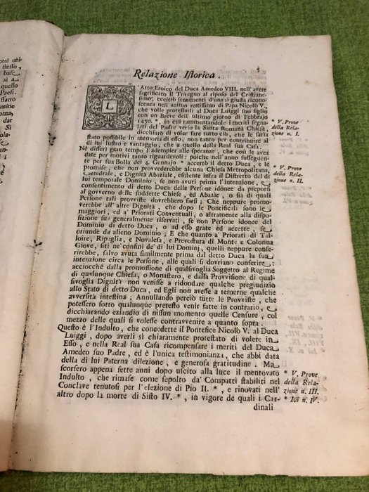 AA.VV. - Relazione Istorica delle vertenze, che si trovavano pendenti tra la corte di Roma, e quella del Re - 1731