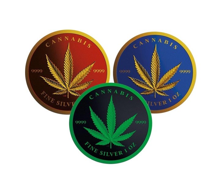 Tchad. 5000 Francs 2024 Cannabis - Red Green Blue - 24k Gold Gilded, 3x1 Oz (.999)