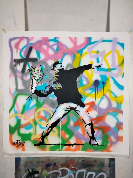 Hipo (1988) - Hipo X Banksy - Flower Thrower #2 (Original artwork)