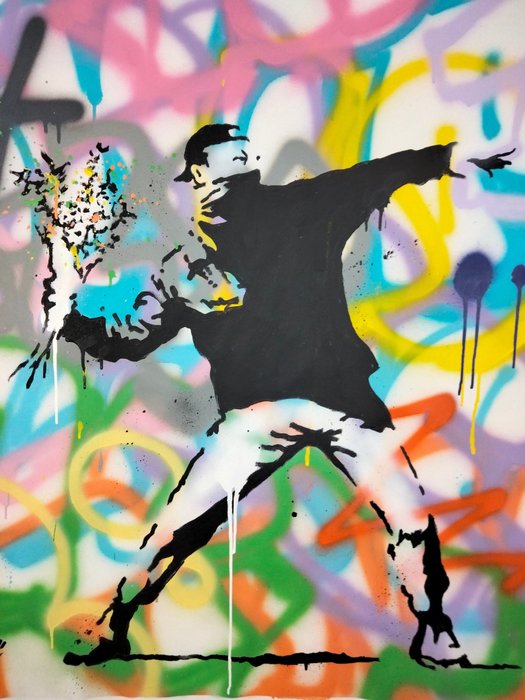 Hipo (1988) - Hipo X Banksy - Flower Thrower #2 (Original artwork)