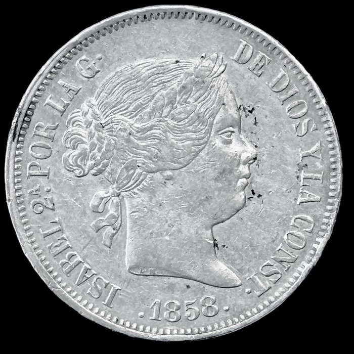 Spanien. Isabel II (1833-1868). 20 Reales - 1858 - Madrid - (R288)