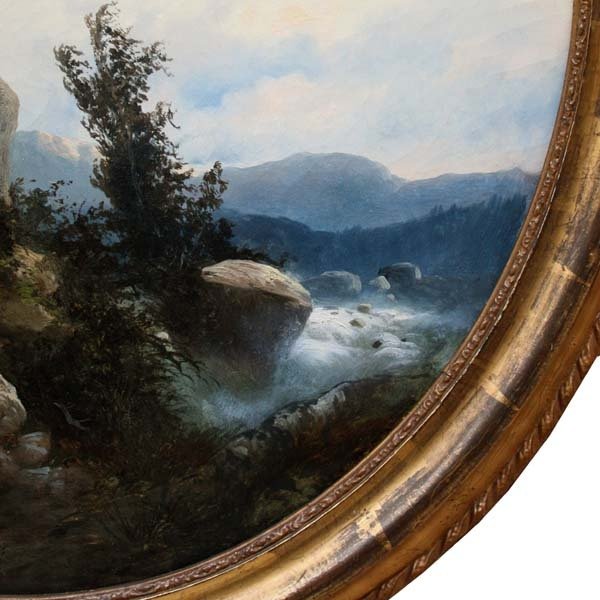 Late Romantic European school ca.1860s - Landscape with rocks and mountain stream