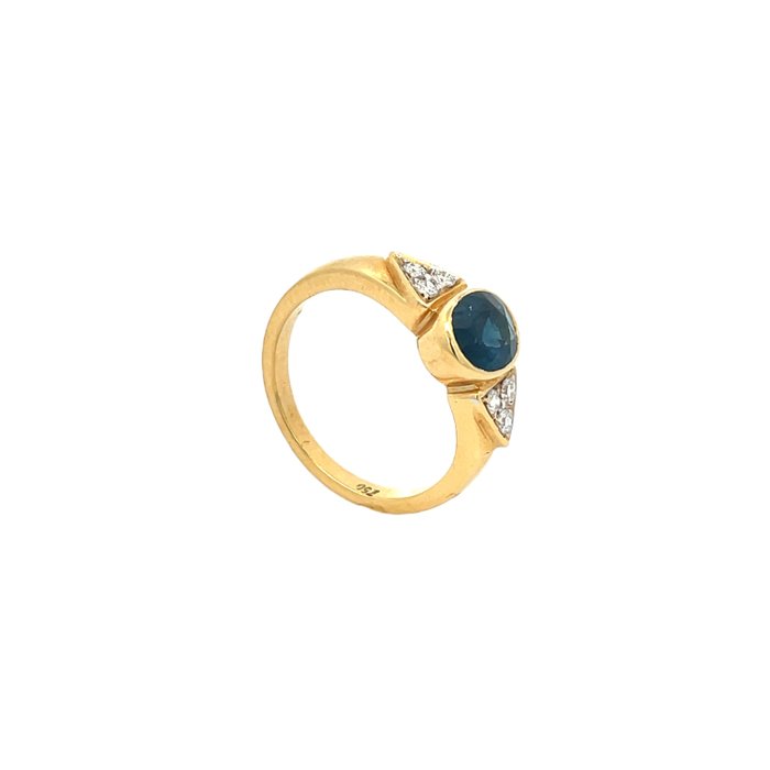 Ring - 18 kraat Gulguld -  0.96ct. tw. Safir - Diamant