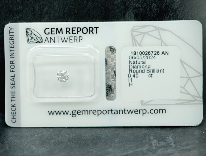 1 pcs Diamant  (Natur)  - 0.40 ct - H - I1 - Gem Report Antwerp (GRA)