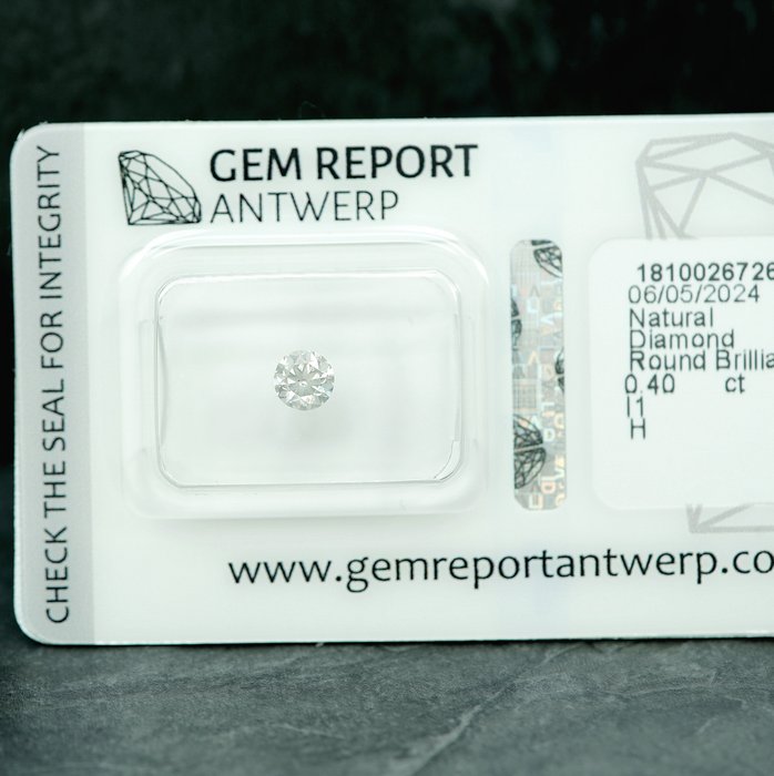 1 pcs Diamant  (Natur)  - 0.40 ct - H - I1 - Gem Report Antwerp (GRA)