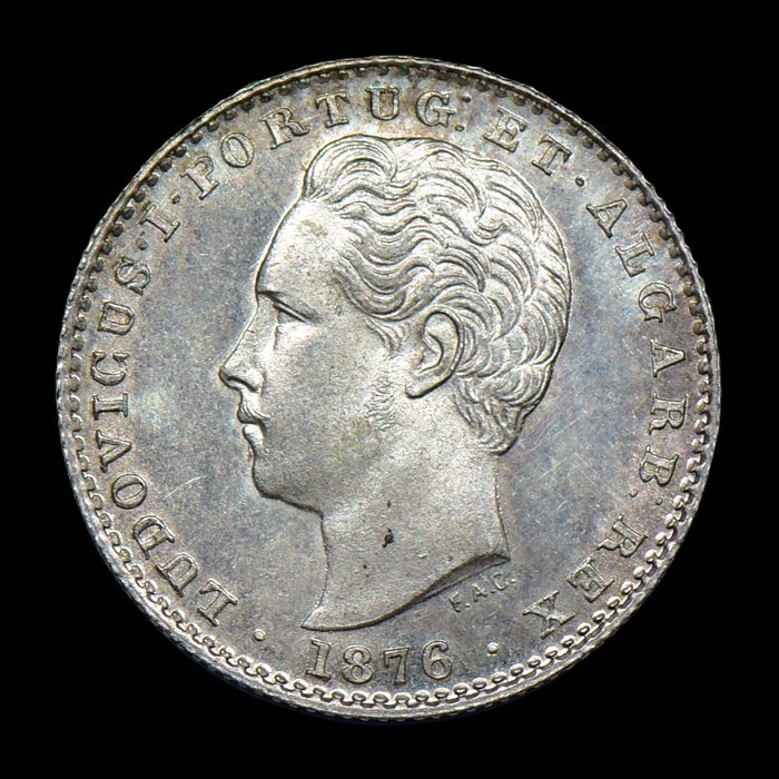 Portugal D Luís I (1861-1889) 100 Reis 1876 - Escassa