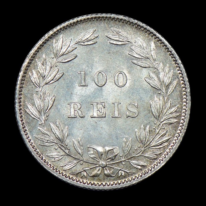 Portugal D Luís I (1861-1889) 100 Reis 1876 - Escassa