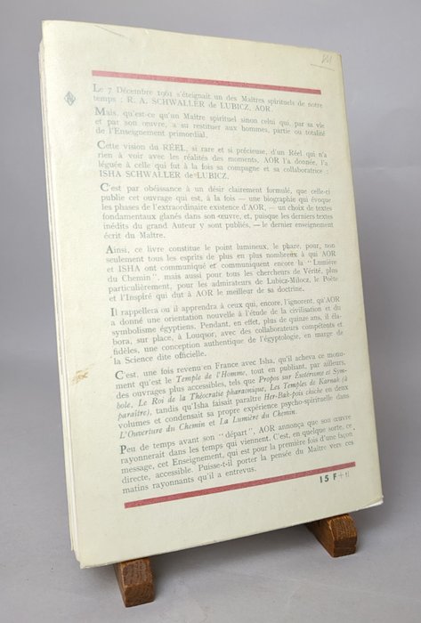 Isha Schwaller de Lubicz - AOR R.A. Schwaller de Lubicz. Sa vie, son oeuvre - 1963