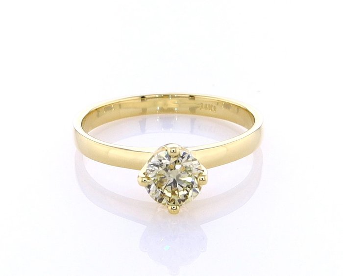 Ring - 14 karat Gulguld -  0.60ct. tw. Diamant (Naturfarvet)