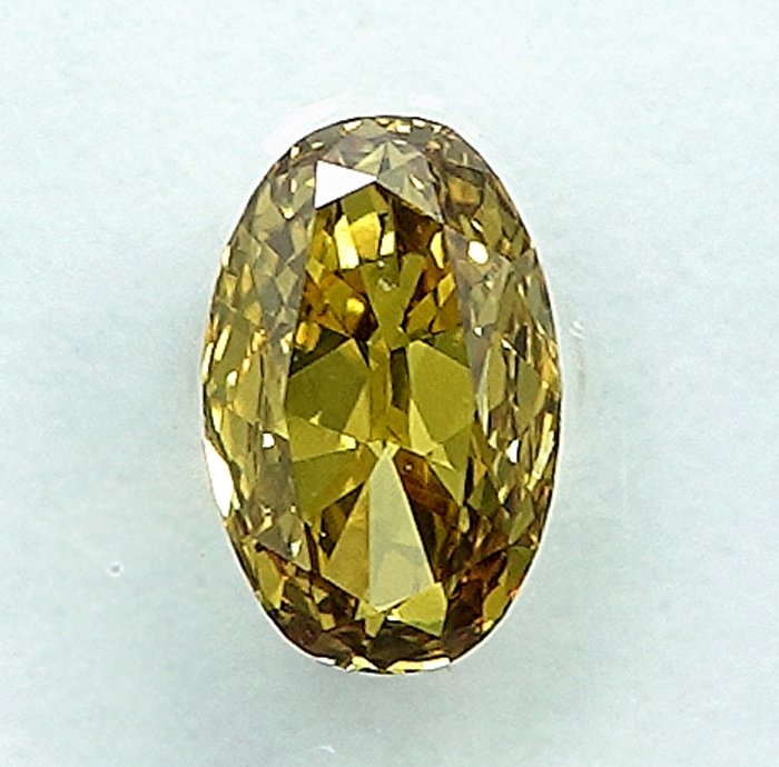 1 pcs Diamant  (Naturfarvet)  - 0.36 ct - Fancy Brunlig, Grønlig Gul - VS2 - International Gemological Institute (IGI)