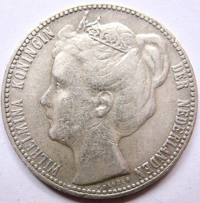 Holland. Wilhelmina. 1 Gulden 1904 Portret met diadeem  (Ingen mindstepris)