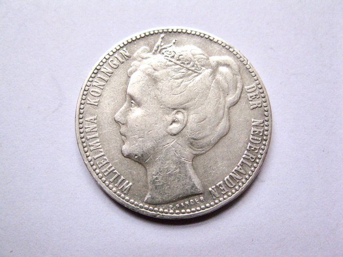 Holland. Wilhelmina. 1 Gulden 1904 Portret met diadeem  (Ingen mindstepris)