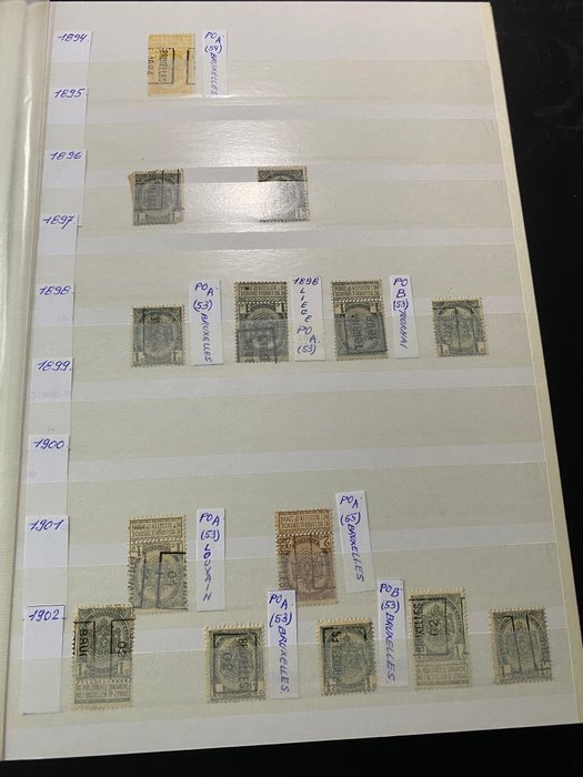 Belgien 1894/1985 - Specialiseret samling af forstemplede frimærker i 2 albums