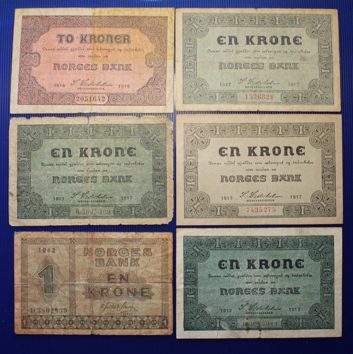 Norge - 6 banknotes - various dates  (Ingen mindstepris)