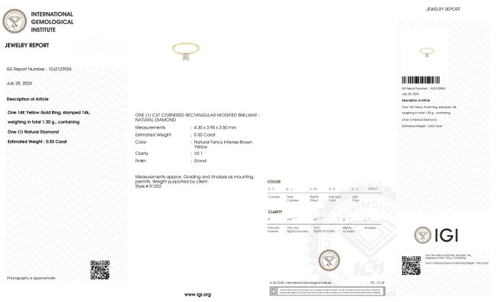 Ingen mindstepris - Ring - 14 karat Gulguld -  0.55ct. tw. Diamant (Naturfarvet)