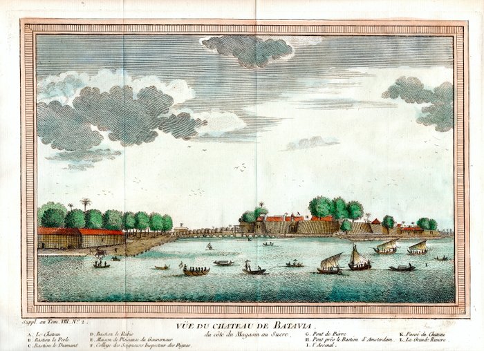 Indonesien - Jakarta; N. Bellin - Vue du Chateau de Batavia - 1751-1760