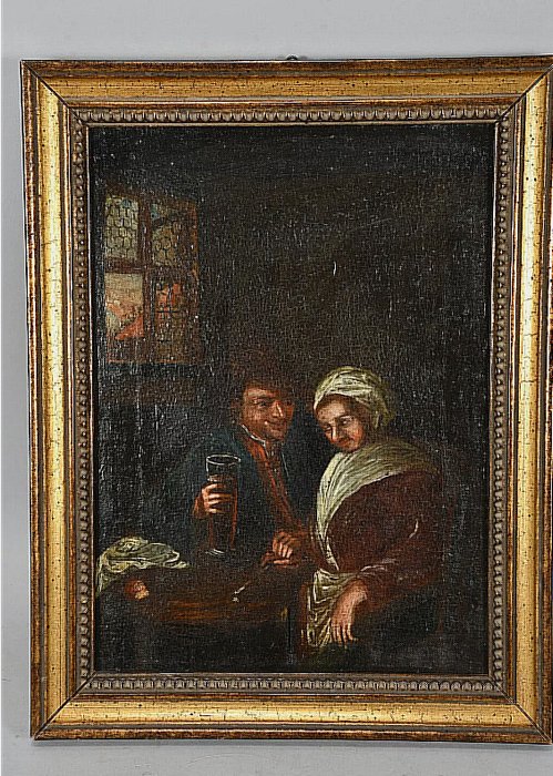 Tysk skole (XVIII) - Tavern scene with couple - NO RESERVE