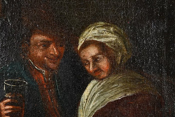 Tysk skole (XVIII) - Tavern scene with couple - NO RESERVE