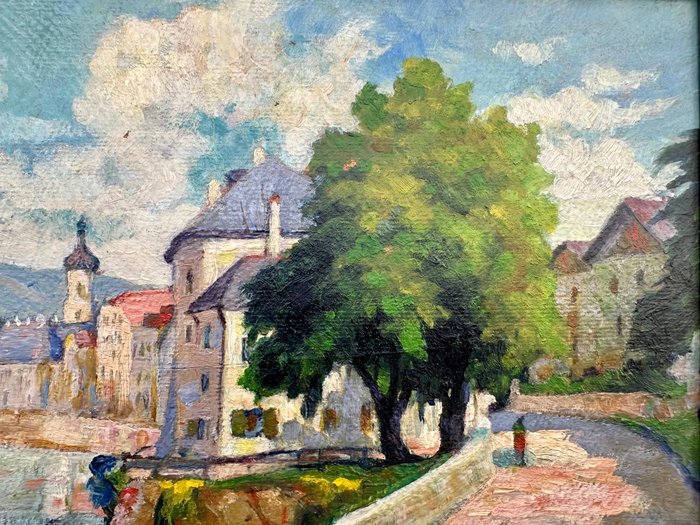 Emil Weber (1872-1945) - Blick ins Städtchen Rattenberg am Inn