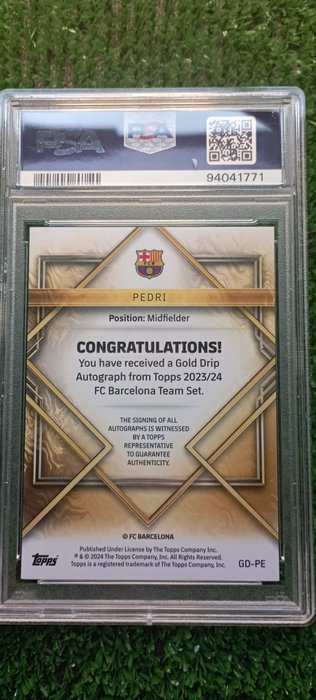 2023/24 Topps FC Barcelona Team Set Pedri Gold Drip Auto - Orange 8/25 PSA 9 - 1 Graded card