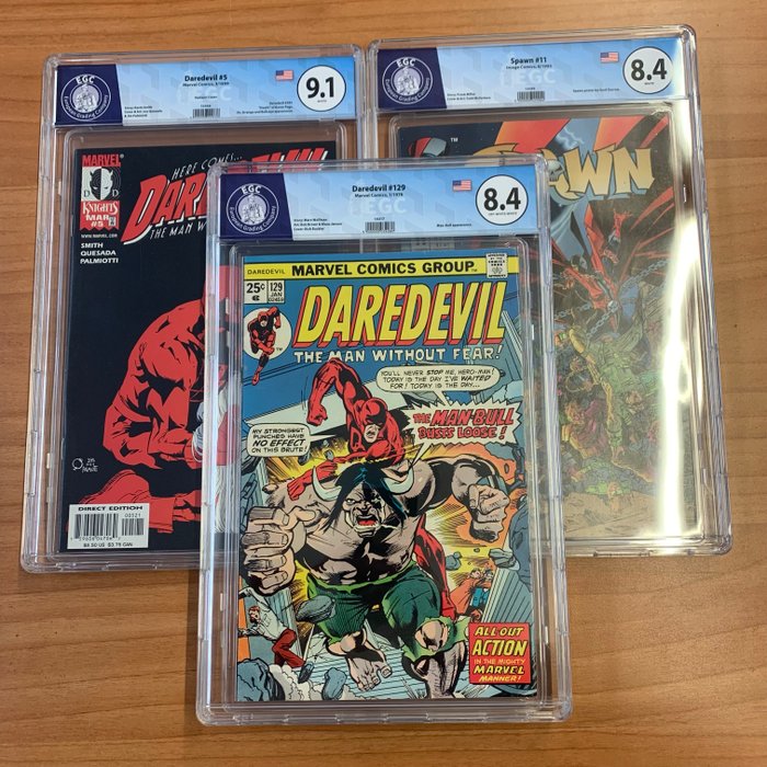 Daredevil + Spawn - 3 graded issues - EGC graded 8.4, 9.1, 8.4 Graded comic - 1976/1999