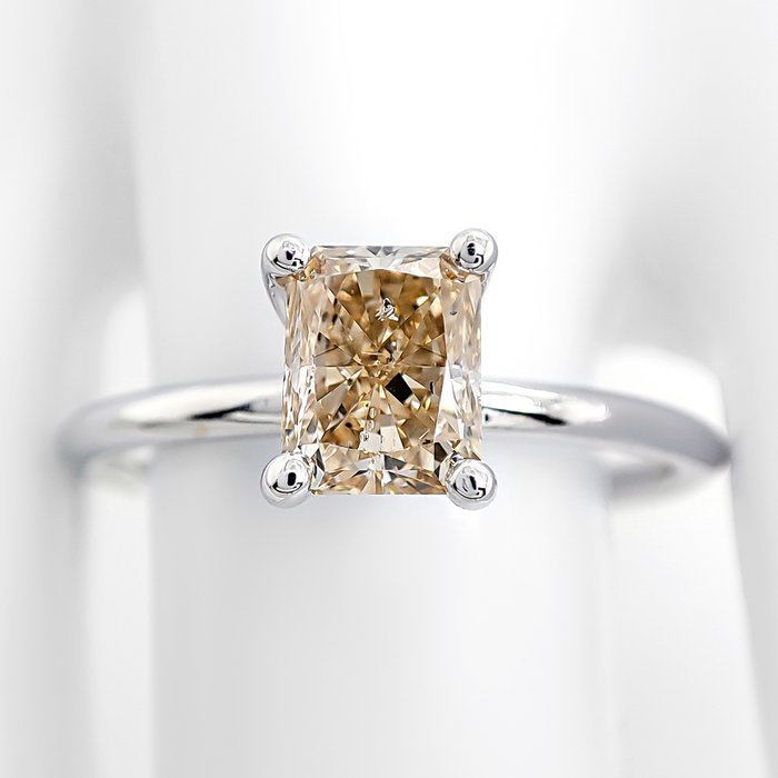 Ingen mindstepris - Ring - 14 karat Hvidguld -  1.16ct. tw. Gul Diamant (Naturfarvet)