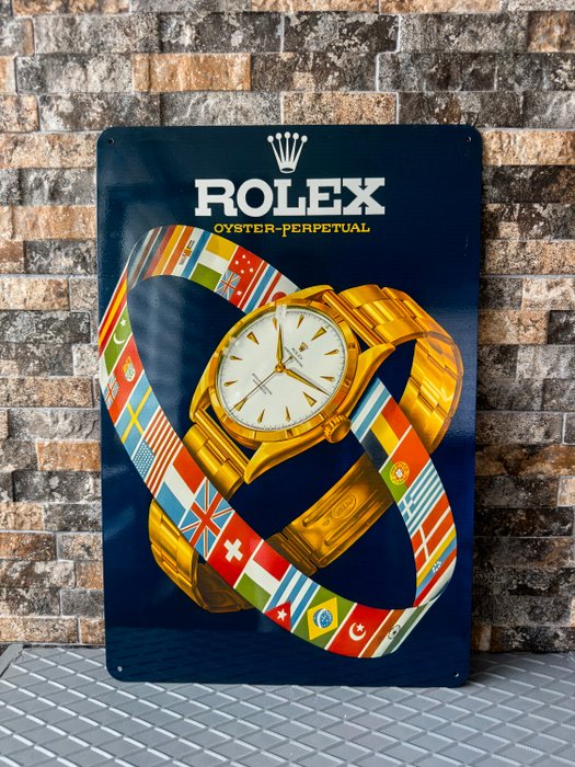 Rolex - Tegn - Rolex - XXL (60x40 cm) Sjældent reklameskilt; Dejlige levende farver; Blank! - Metal