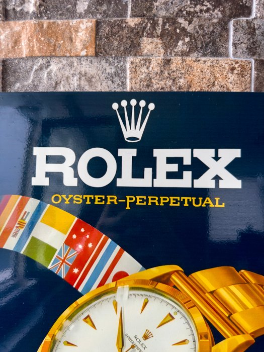 Rolex - Tegn - Rolex - XXL (60x40 cm) Sjældent reklameskilt; Dejlige levende farver; Blank! - Metal