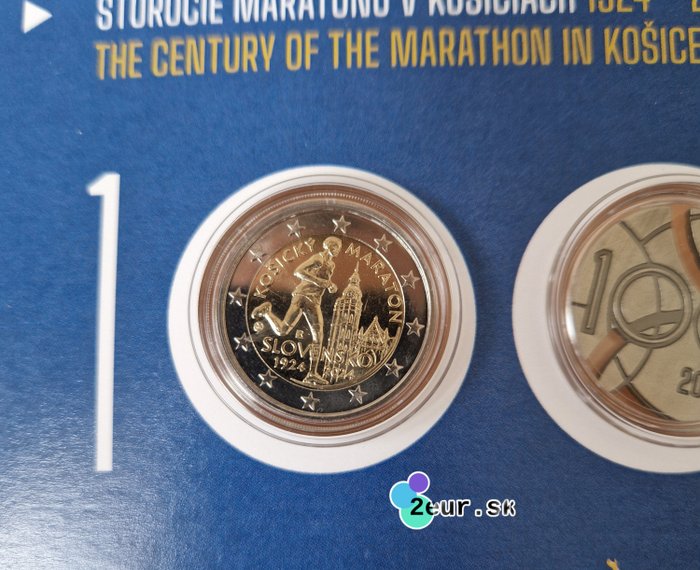 Slovakiet. 2 Euro 2024 "Košice International Marathon" in coincard  (Ingen mindstepris)