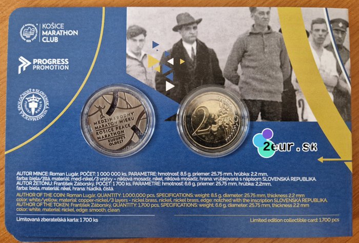 Slovakiet. 2 Euro 2024 "Košice International Marathon" in coincard  (Ingen mindstepris)