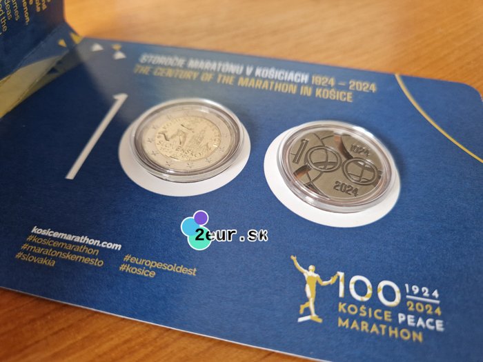 Slovakiet. 2 Euro 2024 "Košice International Marathon" in coincard  (Ingen mindstepris)