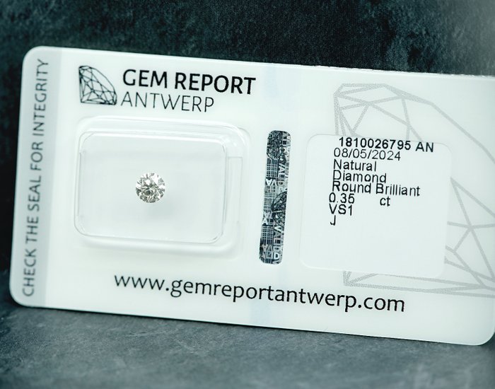 1 pcs Diamant  (Natur)  - 0.35 ct - J - VS1 - Gem Report Antwerp (GRA)