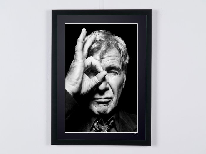 Harrison Ford - Portrait - Fine Art Photography - Luxury Wooden Framed 70X50 cm - Limited Edition Nr 02 of 30 - Serial ID 17182 - Original Certificate (COA), Hologram Logo Editor and QR Code - 100% New items.