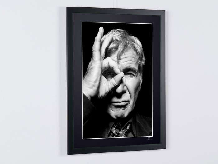 Harrison Ford - Portrait - Fine Art Photography - Luxury Wooden Framed 70X50 cm - Limited Edition Nr 02 of 30 - Serial ID 17182 - Original Certificate (COA), Hologram Logo Editor and QR Code - 100% New items.