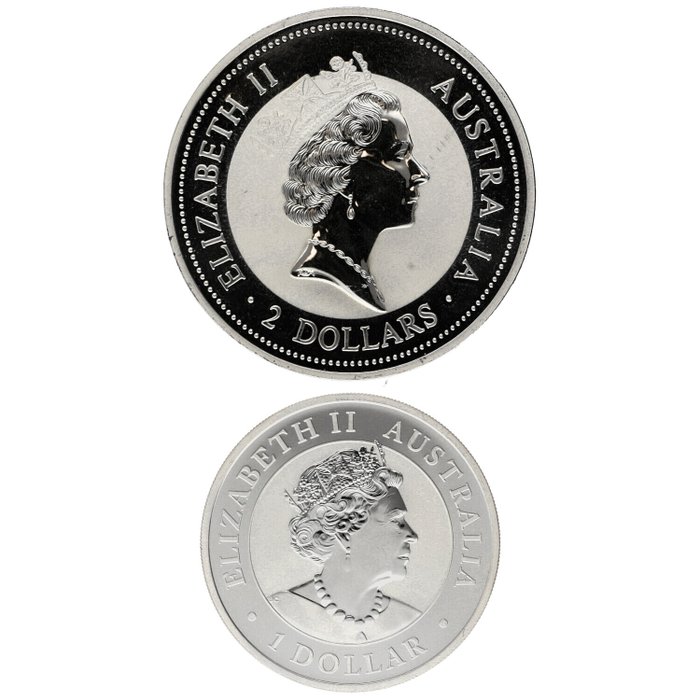 Australien. 1 Dollar / 2 Dollars 1996/2022 "Kookaburra" 1 Oz (.999) + 2 Oz (.999)  (Ingen mindstepris)