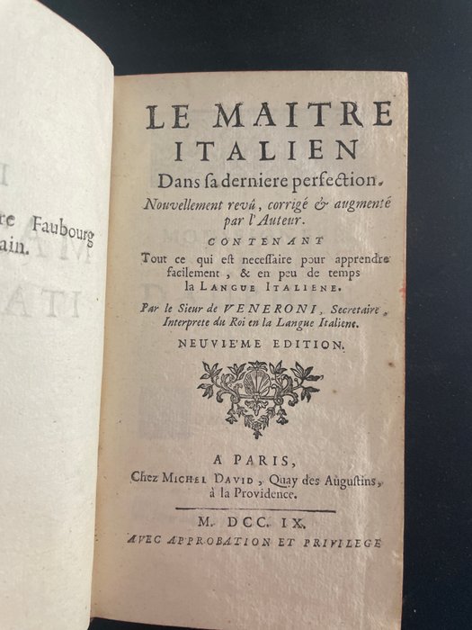 Giovanni Veneroni - Le Maître Italien - 1709