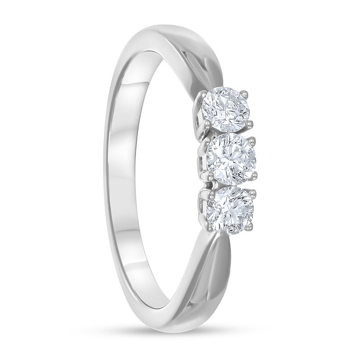 Ring - 18 kraat Hvidguld -  0.45ct. tw. Diamant (Natur)