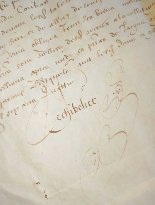 Legorgeu - Parchemin manuscrit Français XVII siècle Contract de remise - 1604