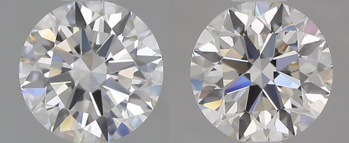 2 pcs Diamant  (Natur)  - 1.00 ct - Rund - D (farveløs) - IF - Gemological Institute of America (GIA) - *Matching Pair* *EX VG*