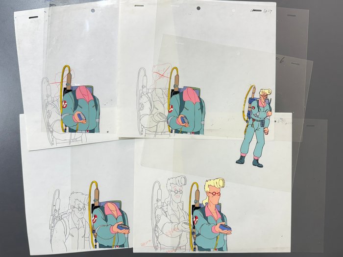 The Real Ghostbusters (1986/91) - 5 Originale Animation Cels og tegninger, flot parti