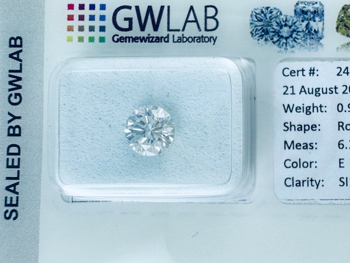 1 pcs Diamant  (Natur)  - 096 ct - Rund - E - SI1 - Gemewizard Gemological Laboratory (GWLab) - ( NATURLIG )