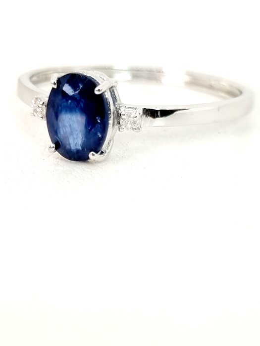 Ingen mindstepris - Ring - 18 kraat Hvidguld Safir - Diamant