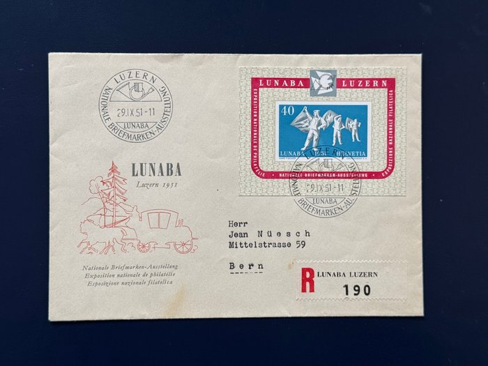 Schweiz 1951 - Schweiz 1951 blok 14 R-bogstav LUNABA