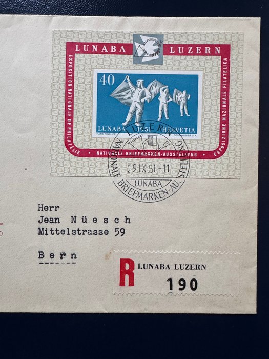 Schweiz 1951 - Schweiz 1951 blok 14 R-bogstav LUNABA