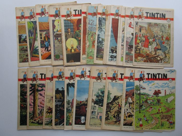 Tintin (magazine) - Année 1948 complète -  N°1 au N° 53 - 53 magasiner - Første udgave - 1948