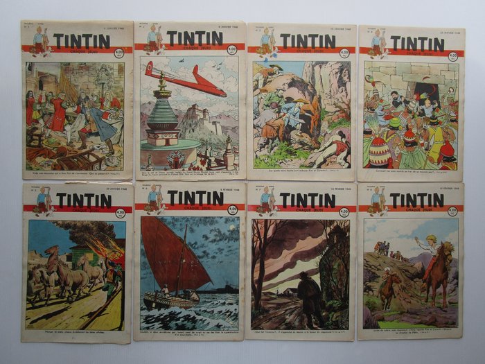 Tintin (magazine) - Année 1948 complète -  N°1 au N° 53 - 53 magasiner - Første udgave - 1948