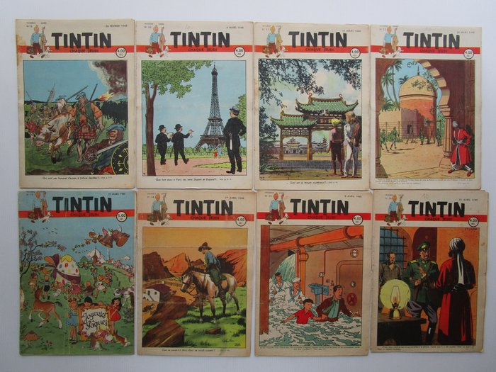 Tintin (magazine) - Année 1948 complète -  N°1 au N° 53 - 53 magasiner - Første udgave - 1948