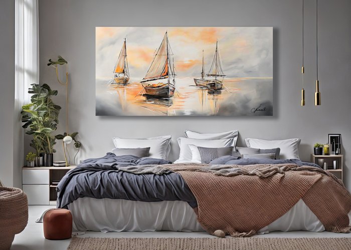 Monika Spiewak - Sailboats - XXL -  on Frame - Ready to Hang