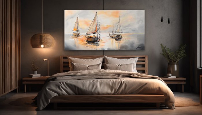 Monika Spiewak - Sailboats - XXL -  on Frame - Ready to Hang