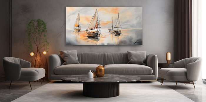 Monika Spiewak - Sailboats - XXL -  on Frame - Ready to Hang